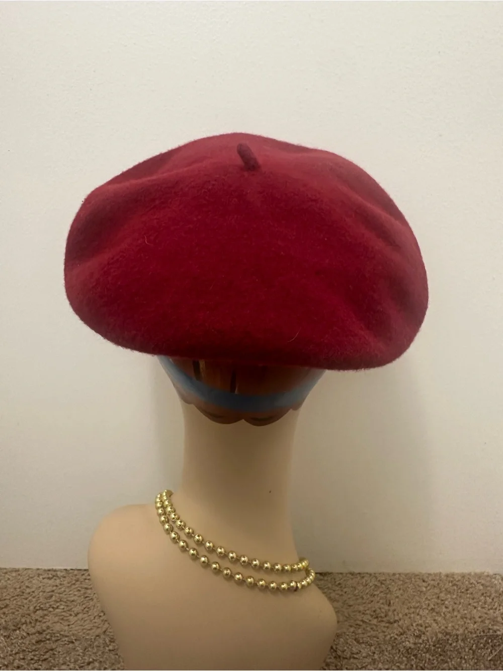 Womens Maroon Wool Baker Boy Cap